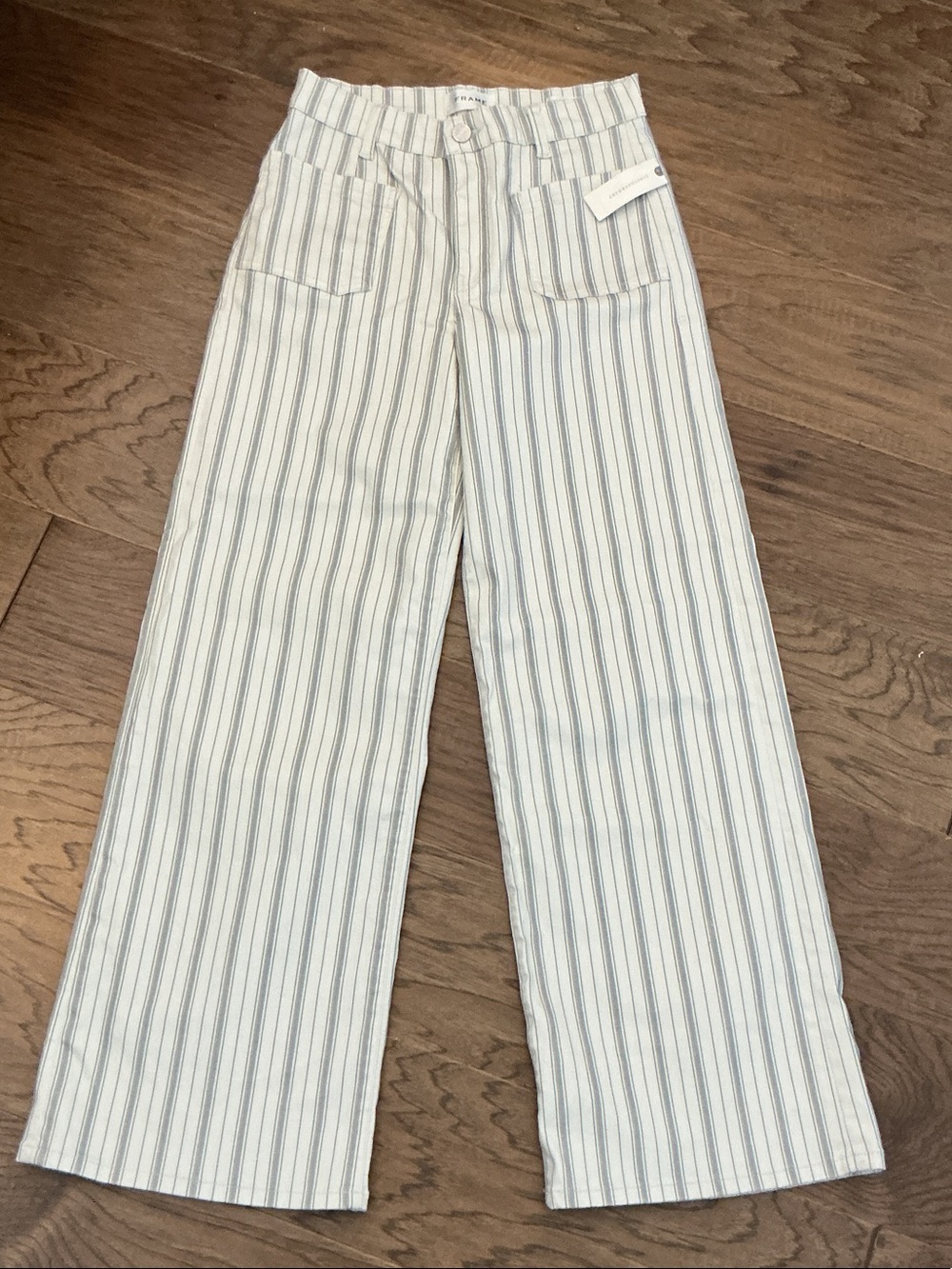 Frame Le Slim Palazzo 27 HighRise white/blue stripe  Wide Leg Jeans - Picture 2 of 11